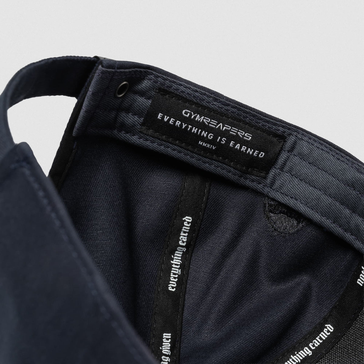 5-Panel Initial Suede Hat - Blue interior label and adjustable strap detail