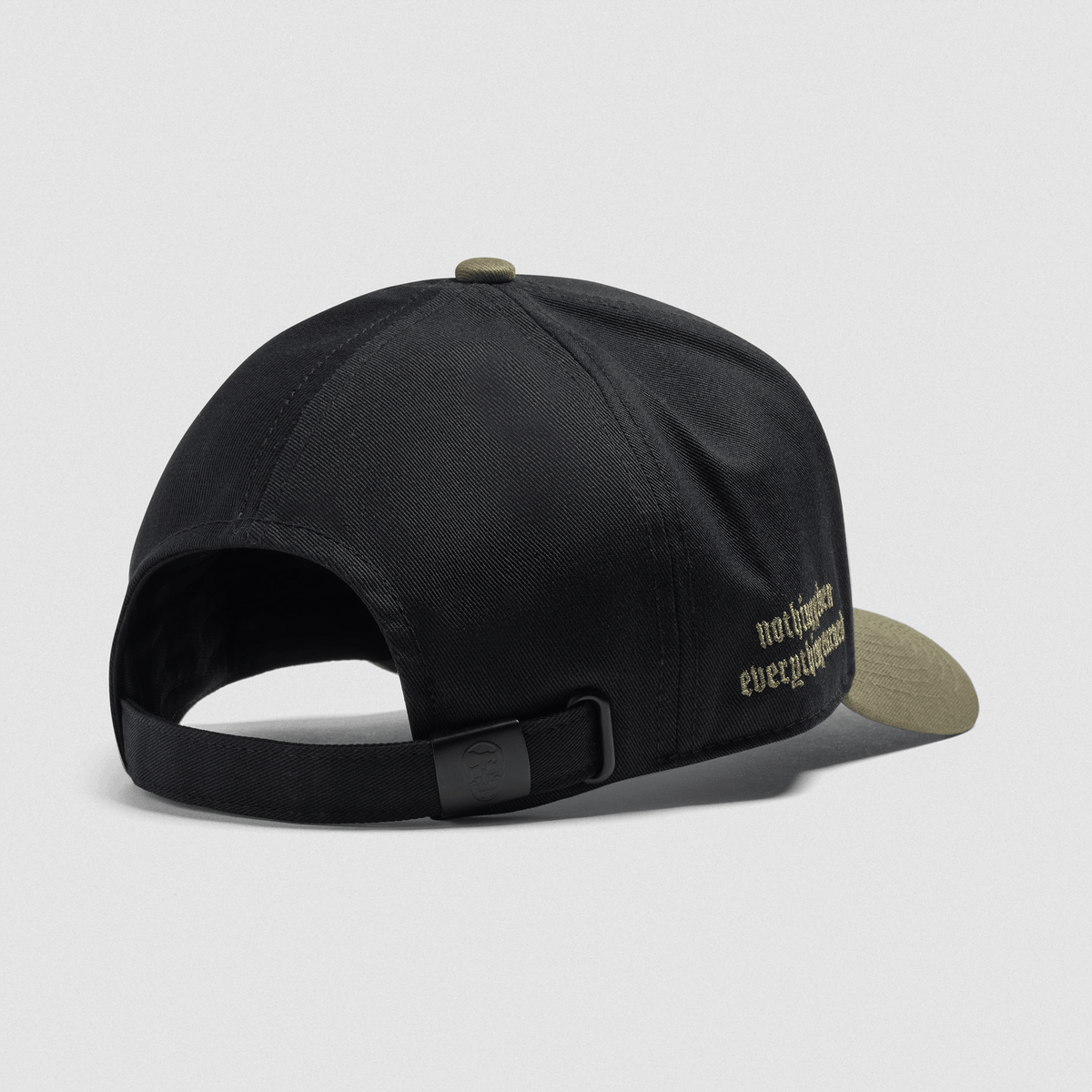 5-Panel Skull Hat in Black/Green – Back Closure Detail