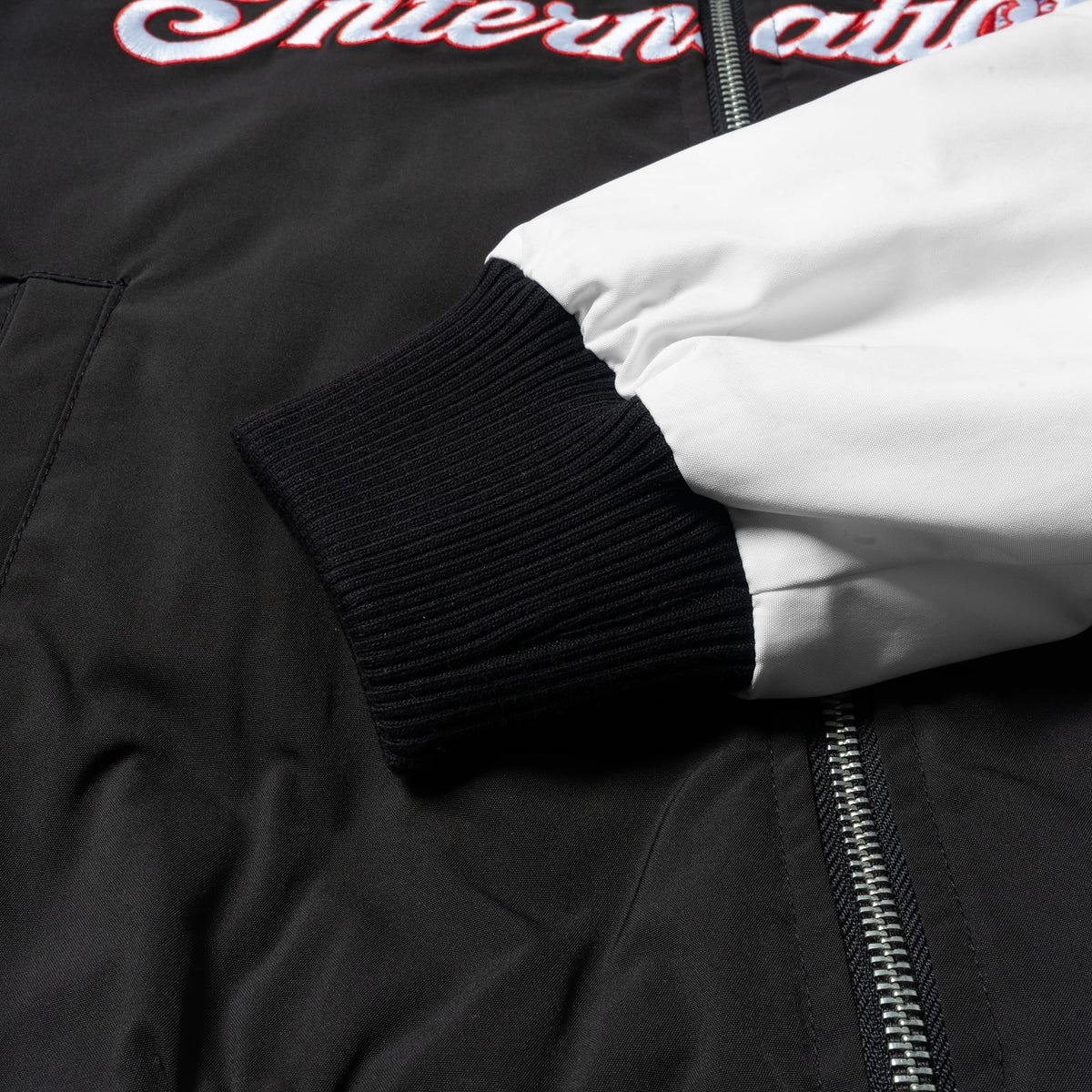 International Division Crop Bomber Jacket | Cuffed wrist feature