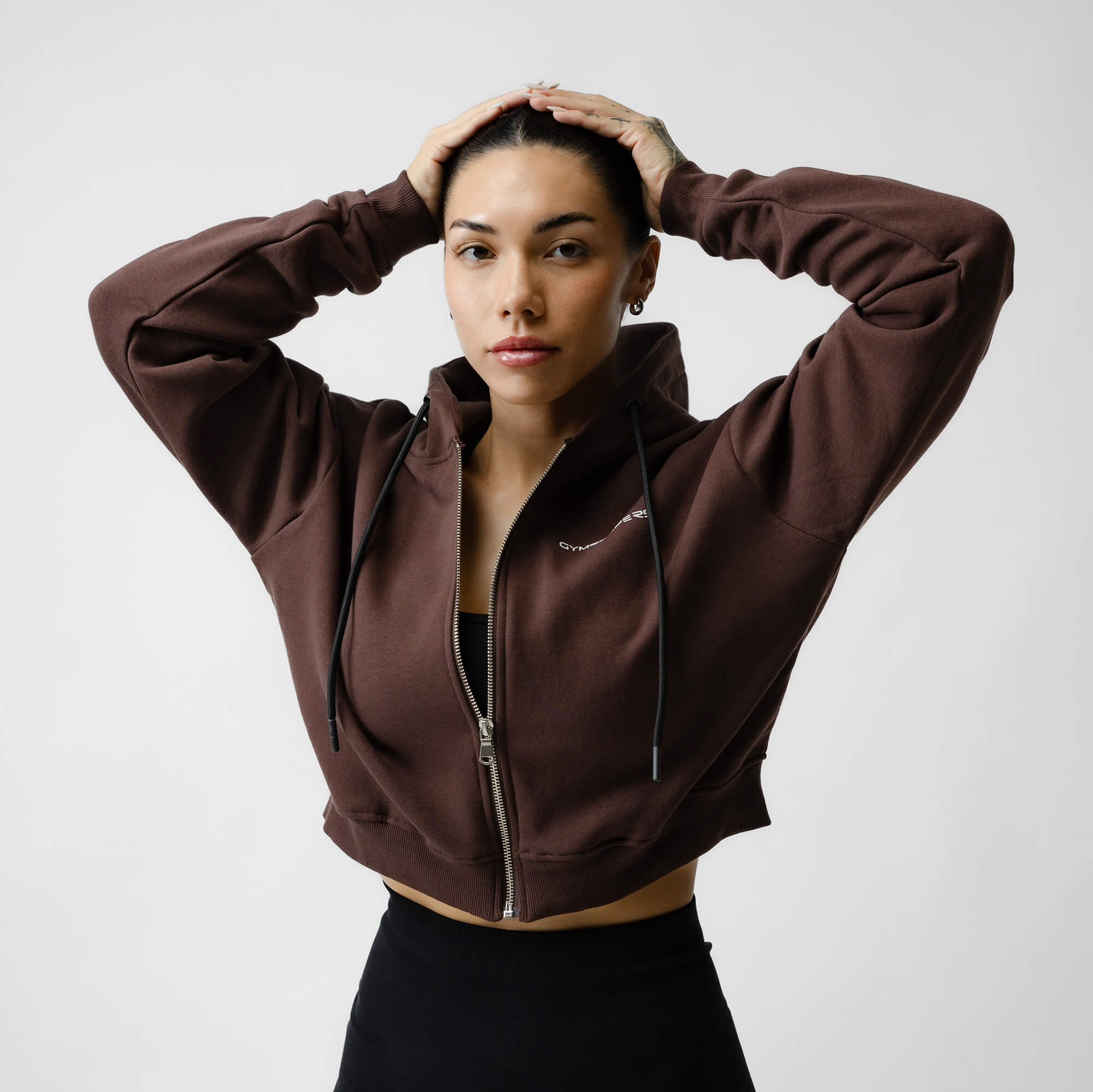 Brown on sale cropped hoodie