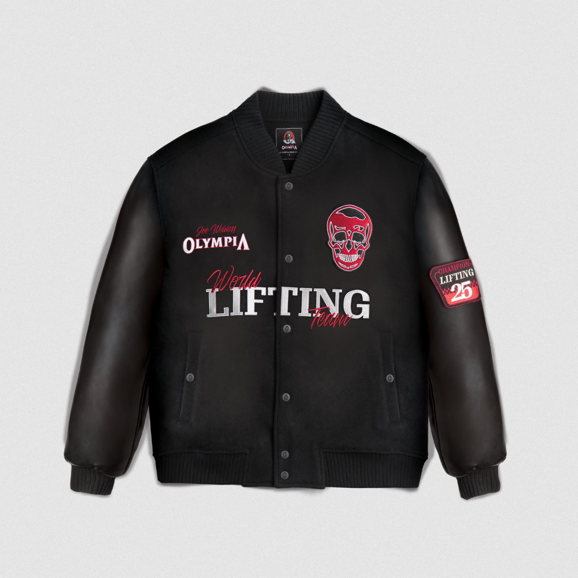 GRxO Racing Team Varsity Jacket lay flat front view