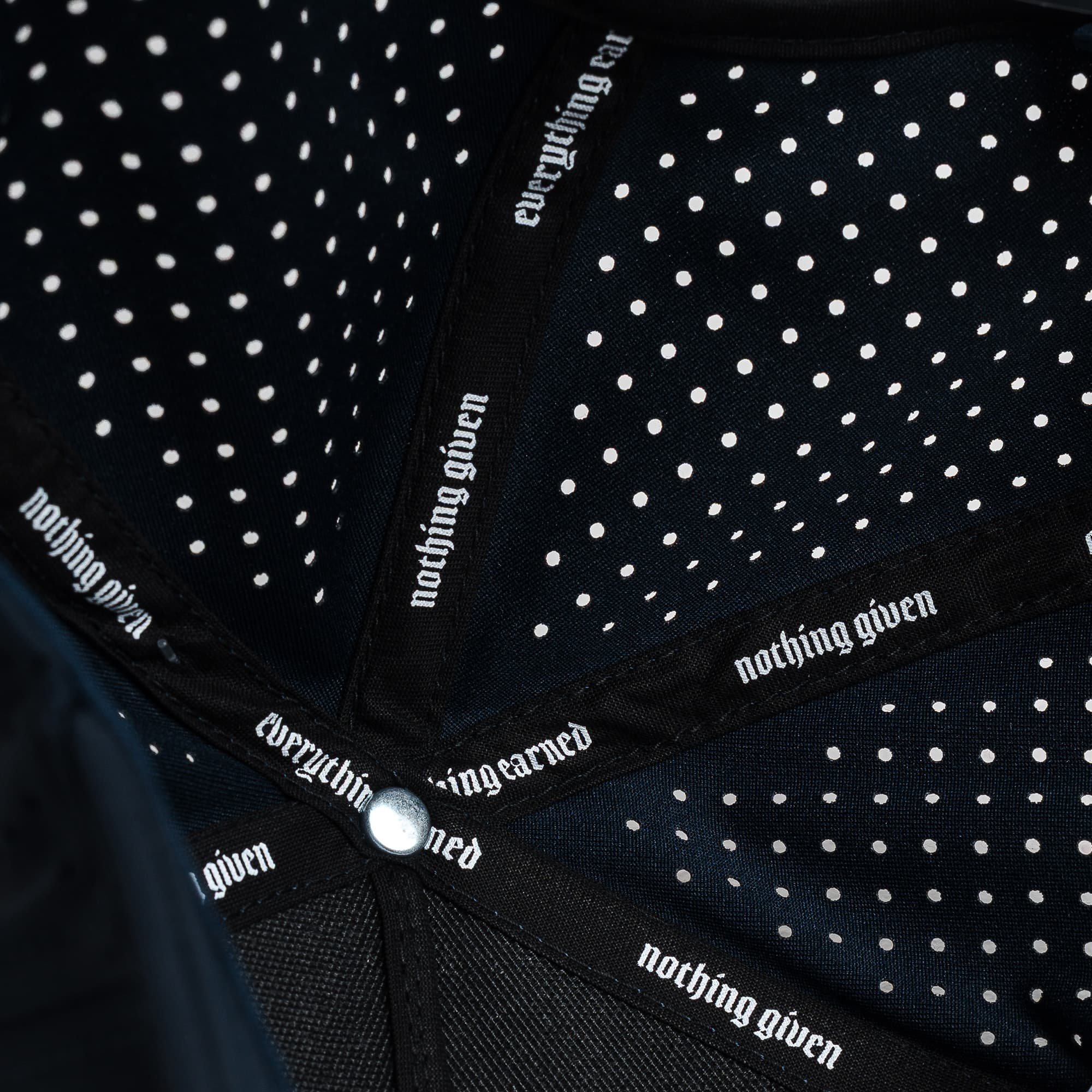 Hybrid Performance 5-Panel Hat - Navy/White detail shot of inside of hat