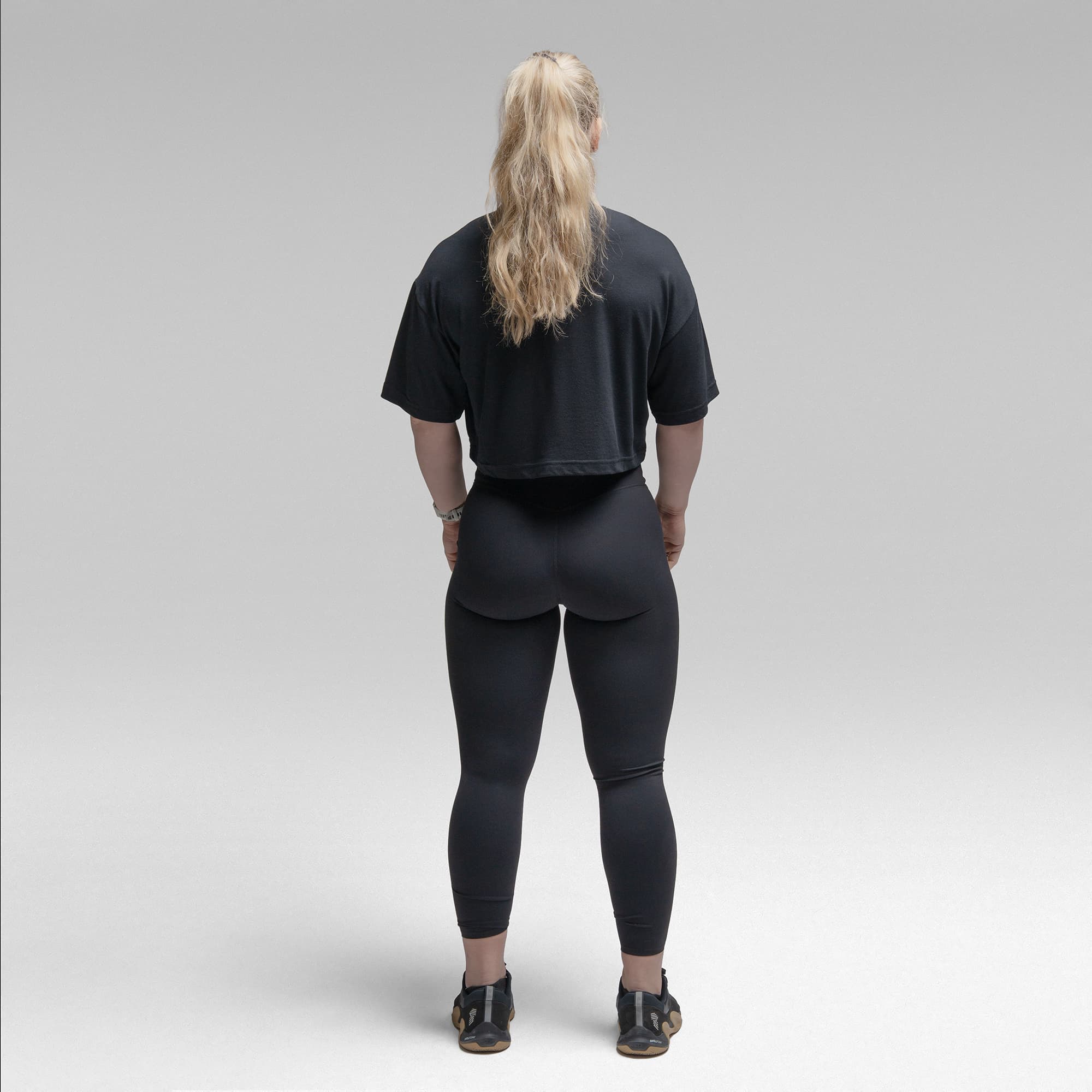 Active Tri-Blend Cropped Tee - Black/White