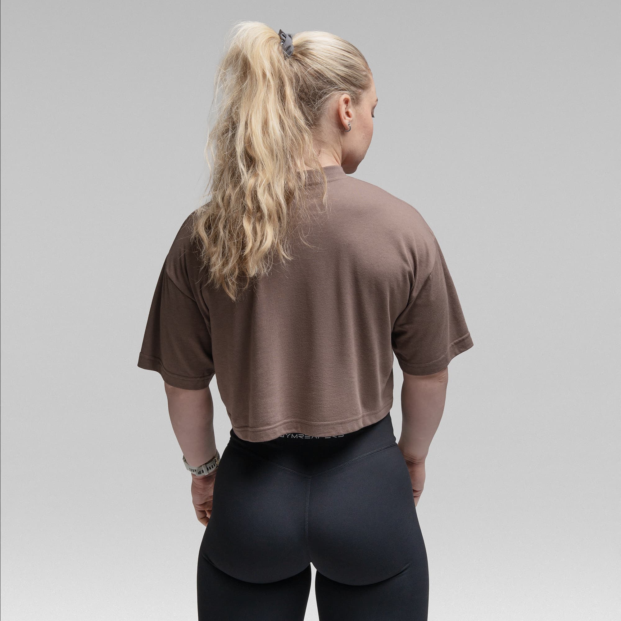 Active Tri-Blend Cropped Tee - Toffee/Black