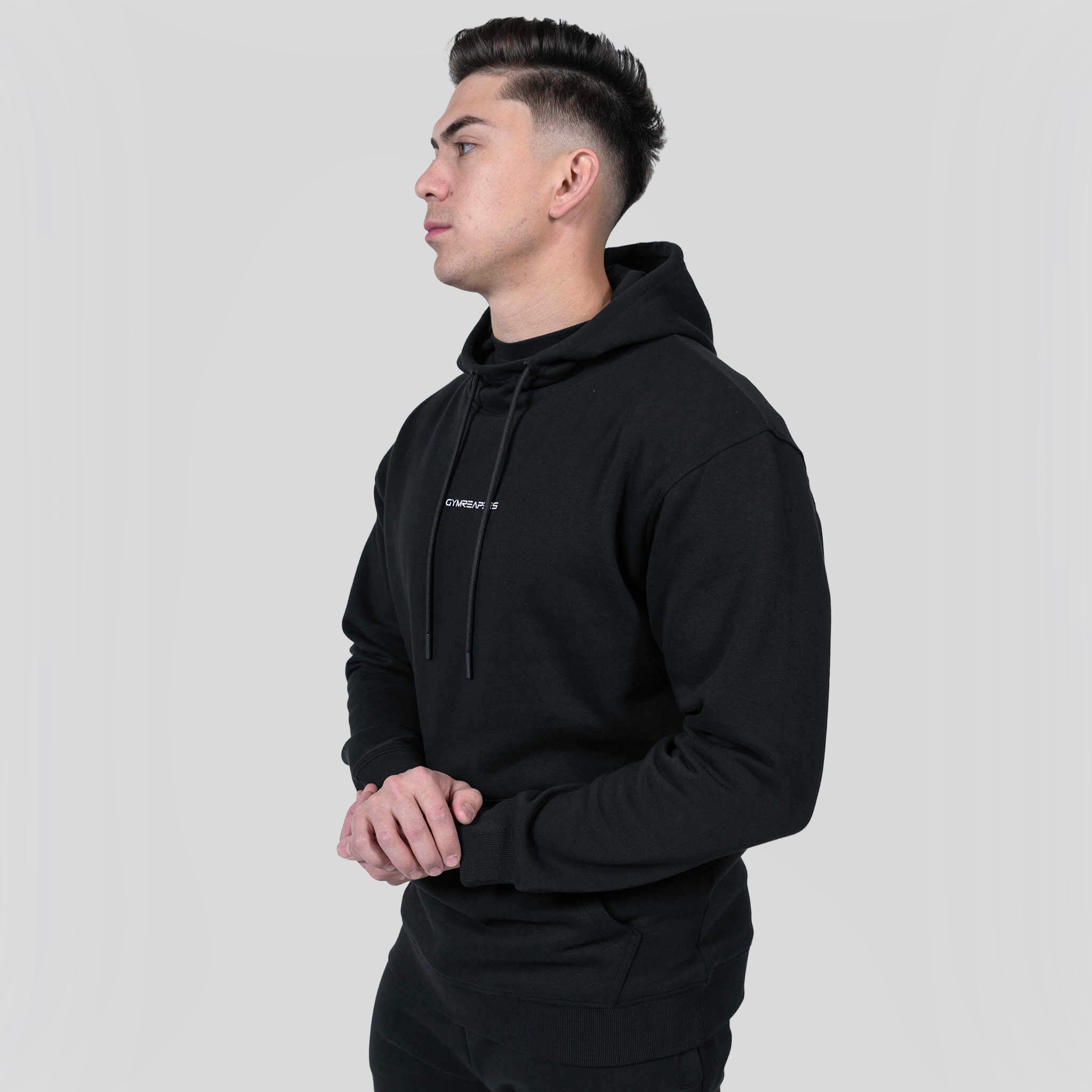 axis hoodie black white side lifestyle