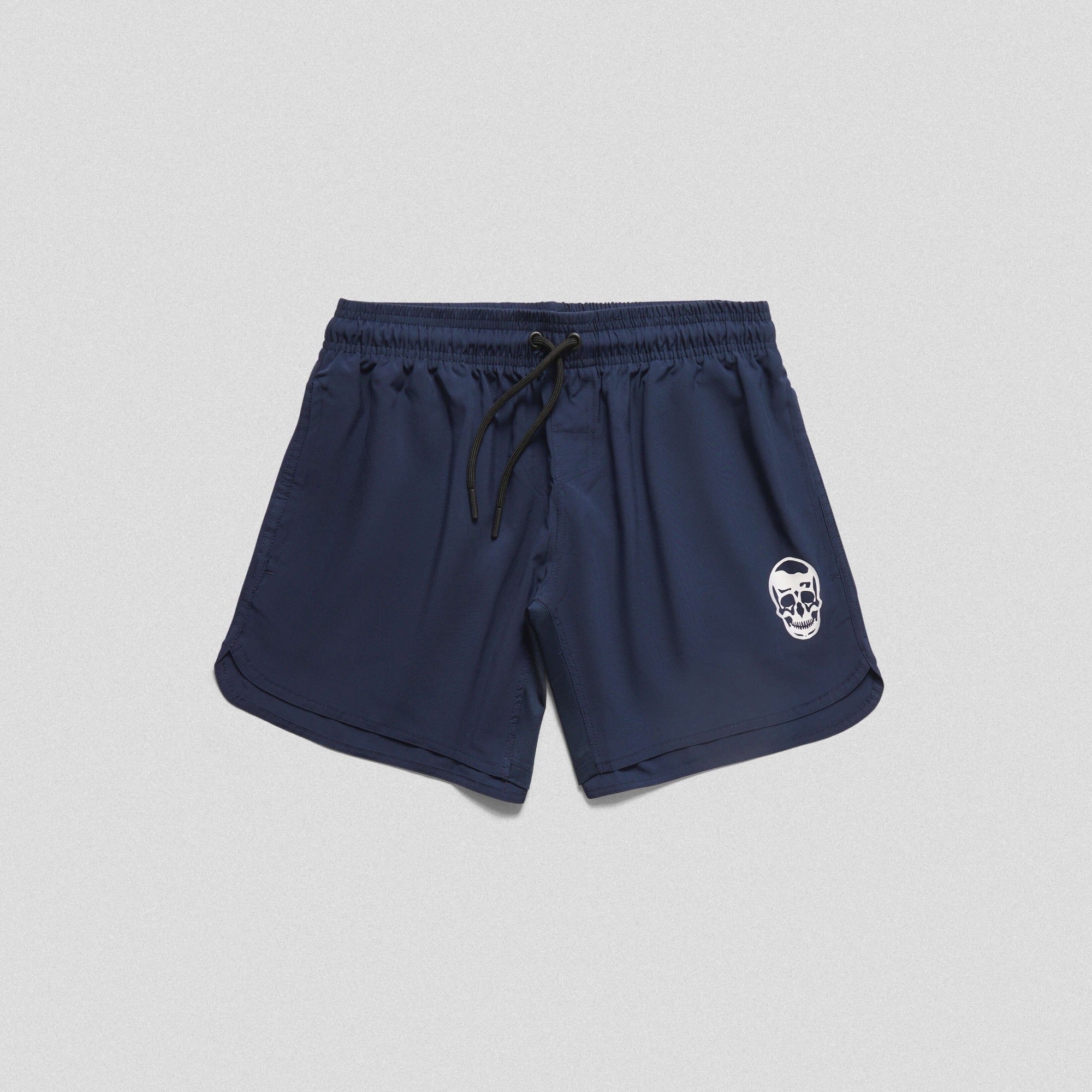 navy training shorts lay flat
