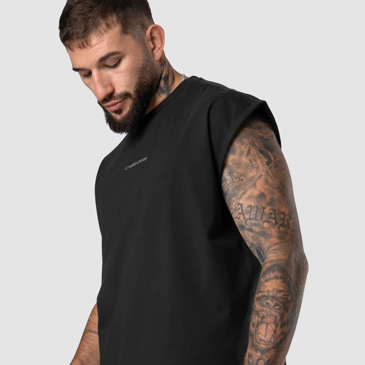 Men’s Axis Cap Sleeve Tank - Black/White side fit