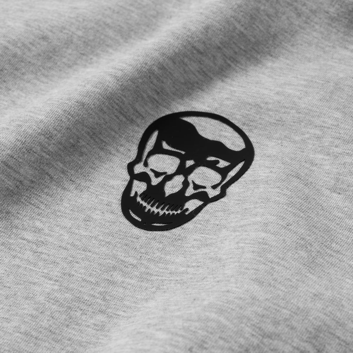 Axis Scoop Hem Tank - Heather Gray skull logo detail