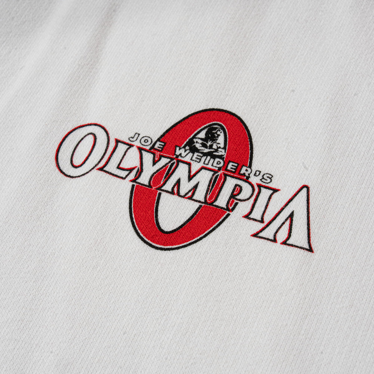 Signature Zip-Up Hoodie | graphic logo of red Olympia "O" and white text overlaying it that says "Joe Weider's Olympia"