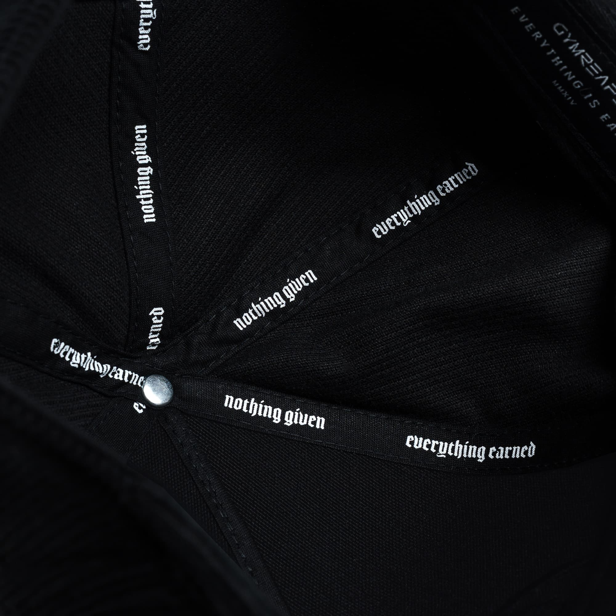 Corduroy Reapers 5-Panel Hat - Black/Black detail shot of inside of hat