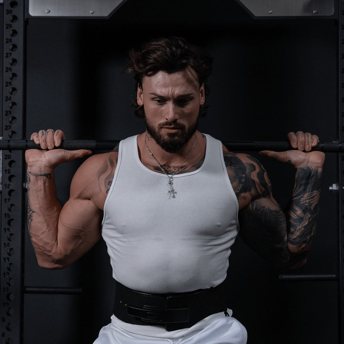 Men's Ribbed Tank 3-Pack in White – Lifestyle, Gym Front View