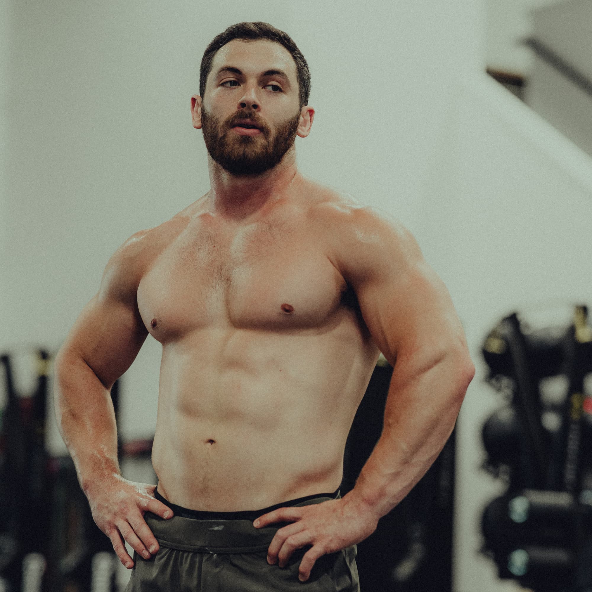 Post-set gym shot of Austin Hatfield