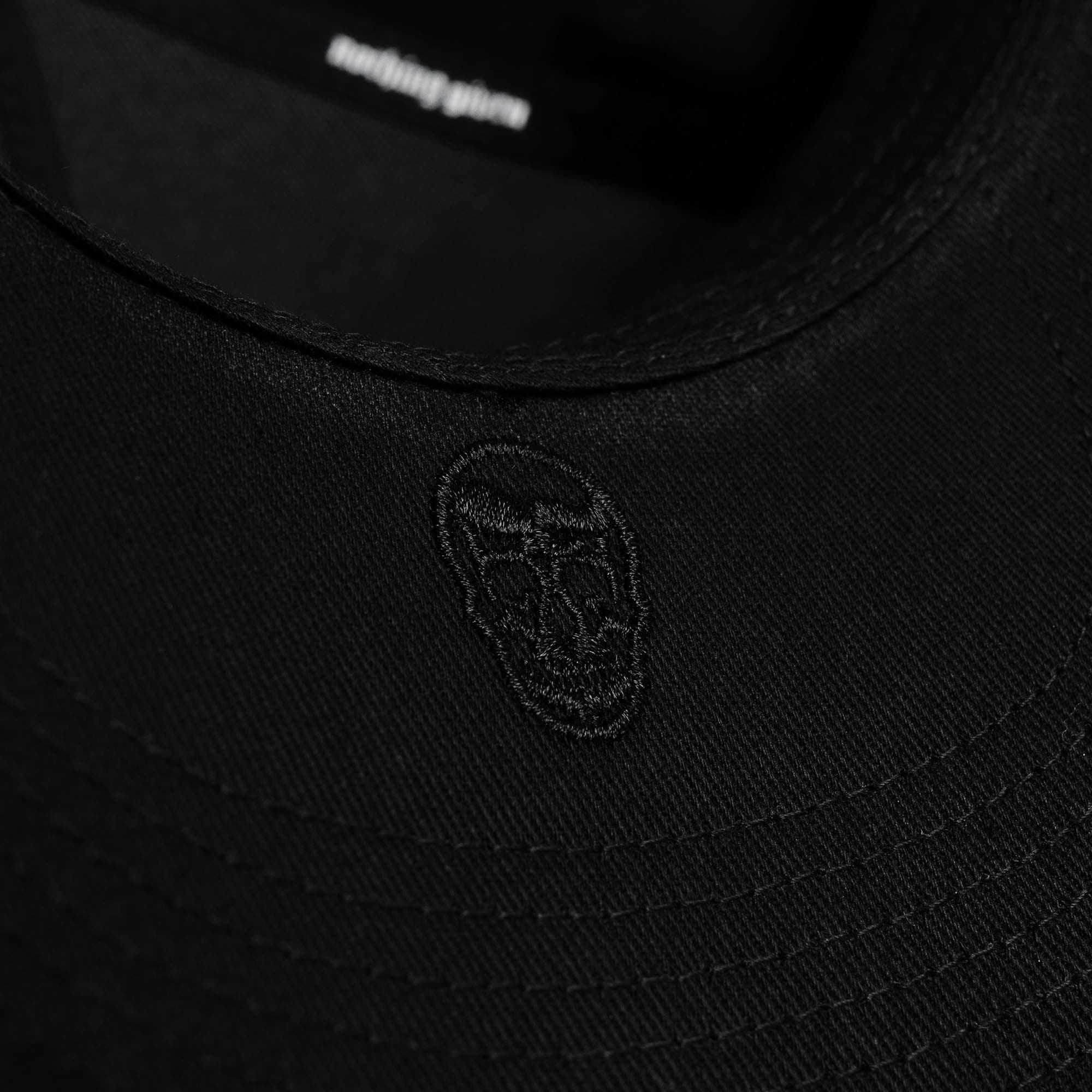 Reapers 5-Panel Cotton Hat - Black/White detail shot of inside logo