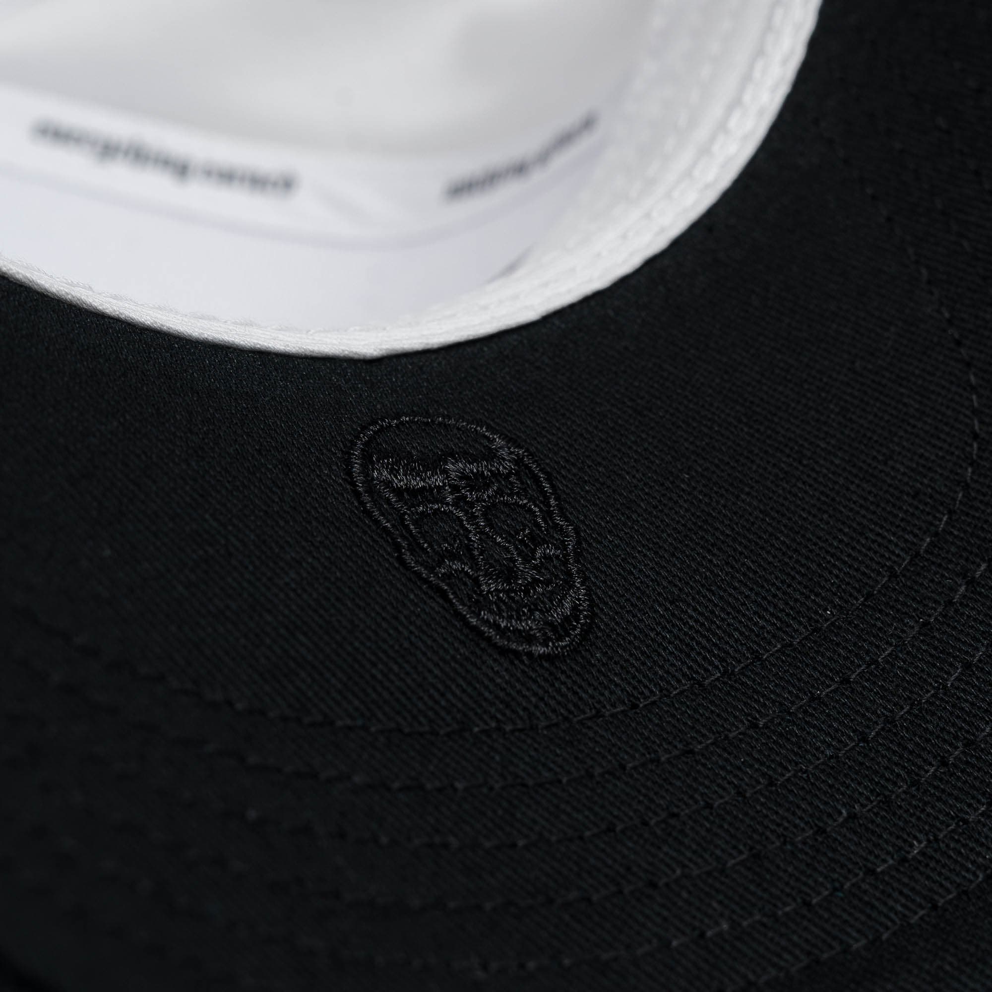 Reapers 5-Panel Cotton Hat - White/Black detail shot of inside logo