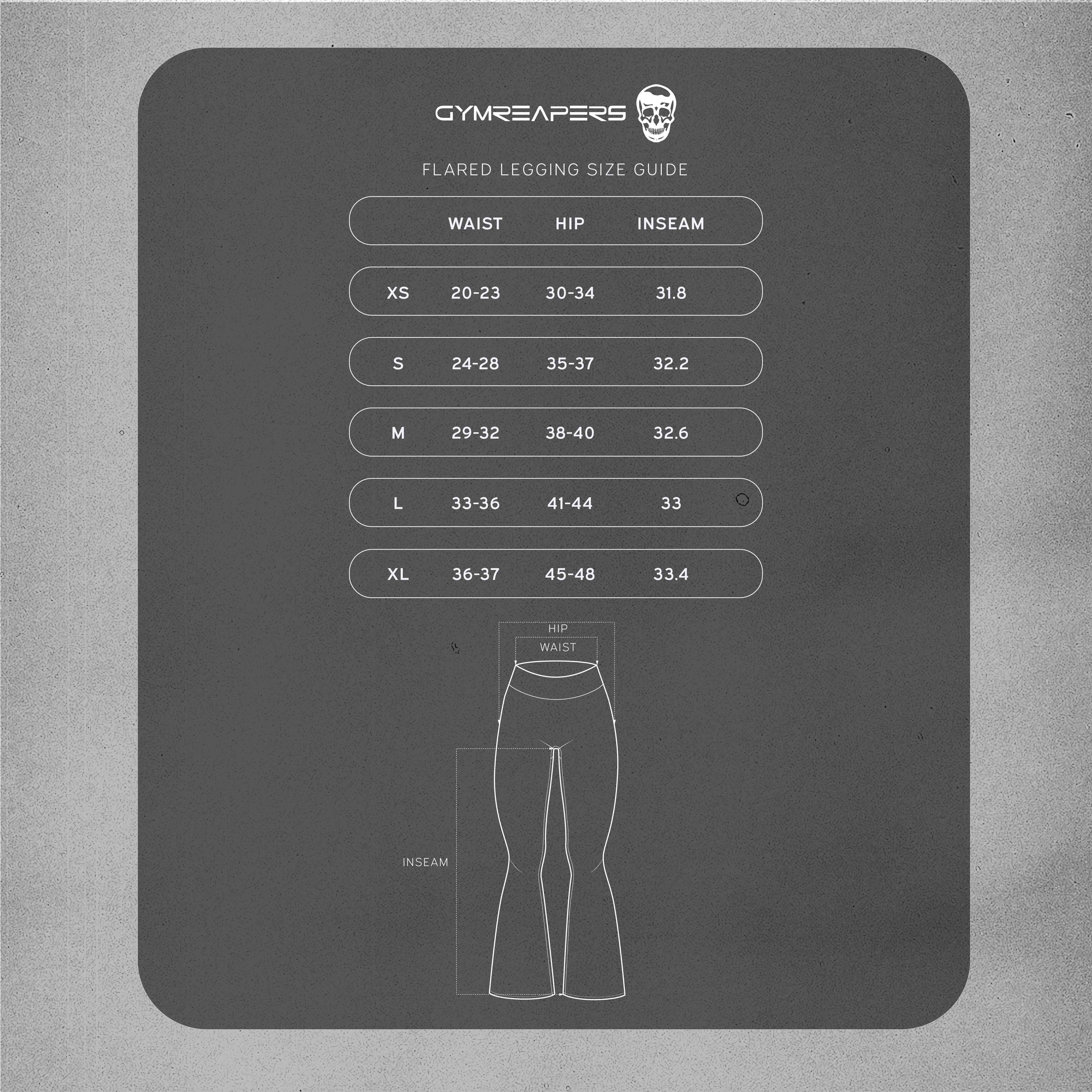 flarre leggings size chart