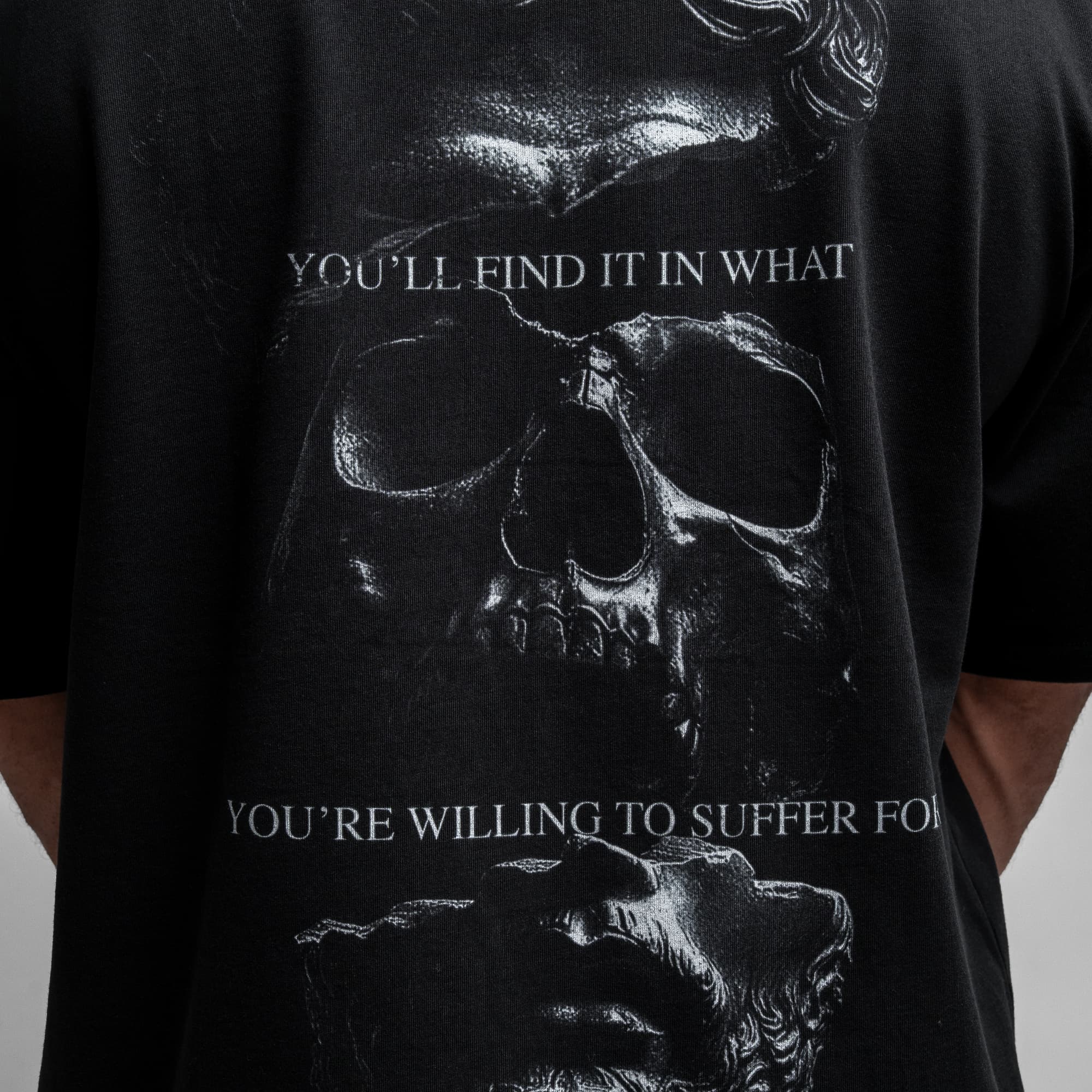 Athlete wearing Violent Faith Tee close up shot of back graphic