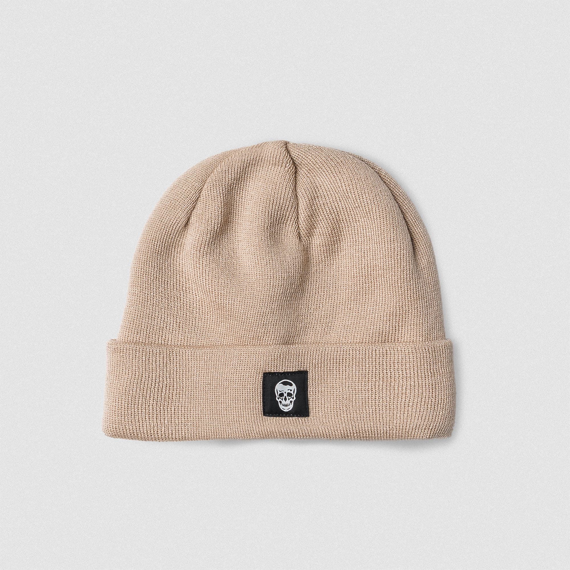 Skull Knit Cuff Beanie - Tan main image