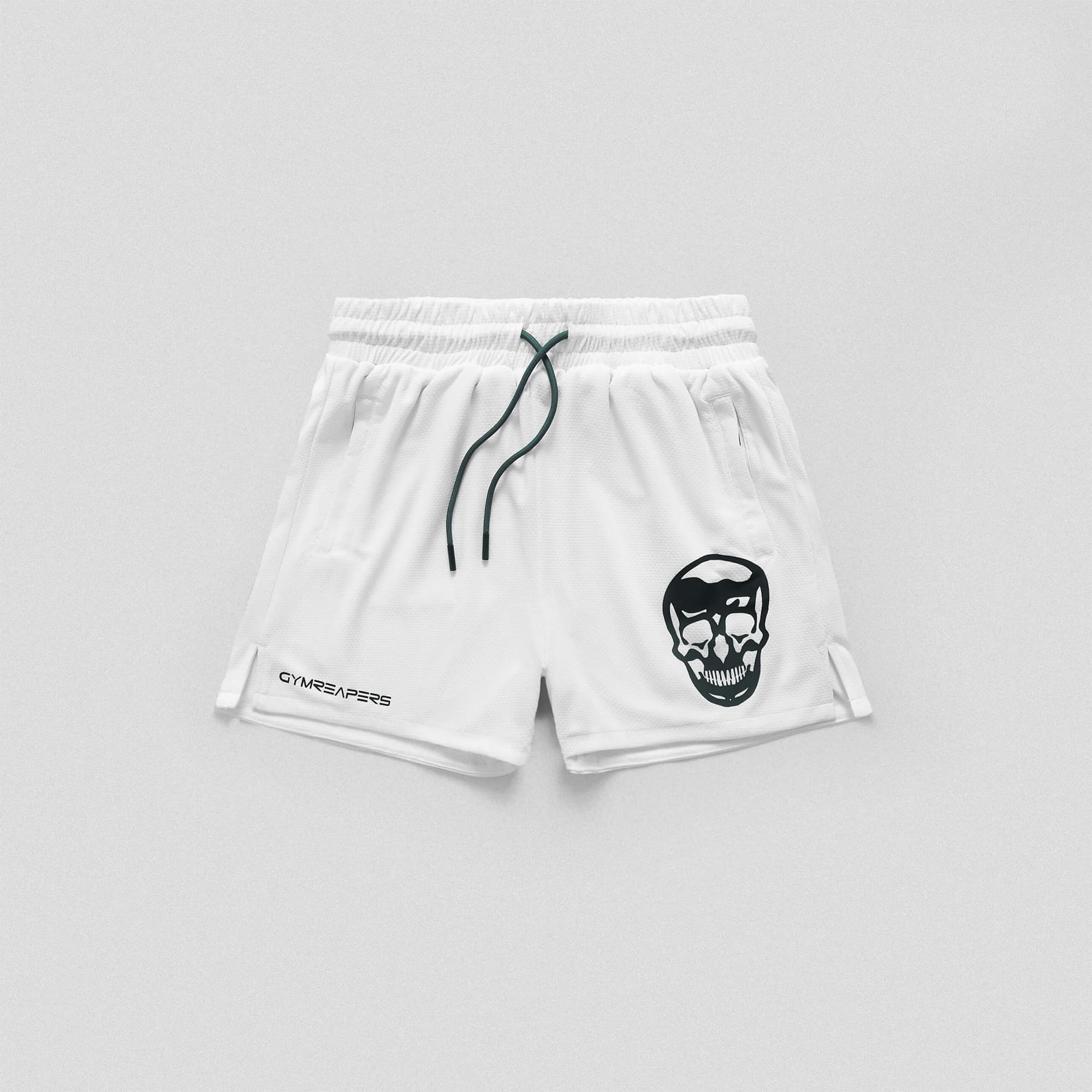 white mesh shorts front view