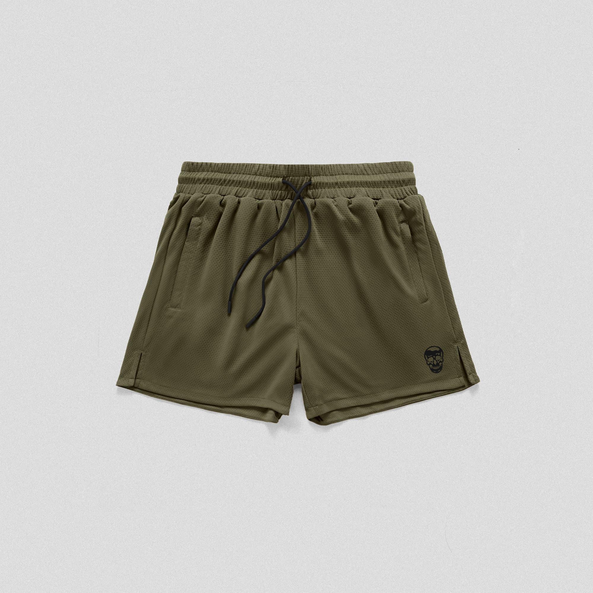 Core Skull Mesh Training Shorts - Khaki Green
