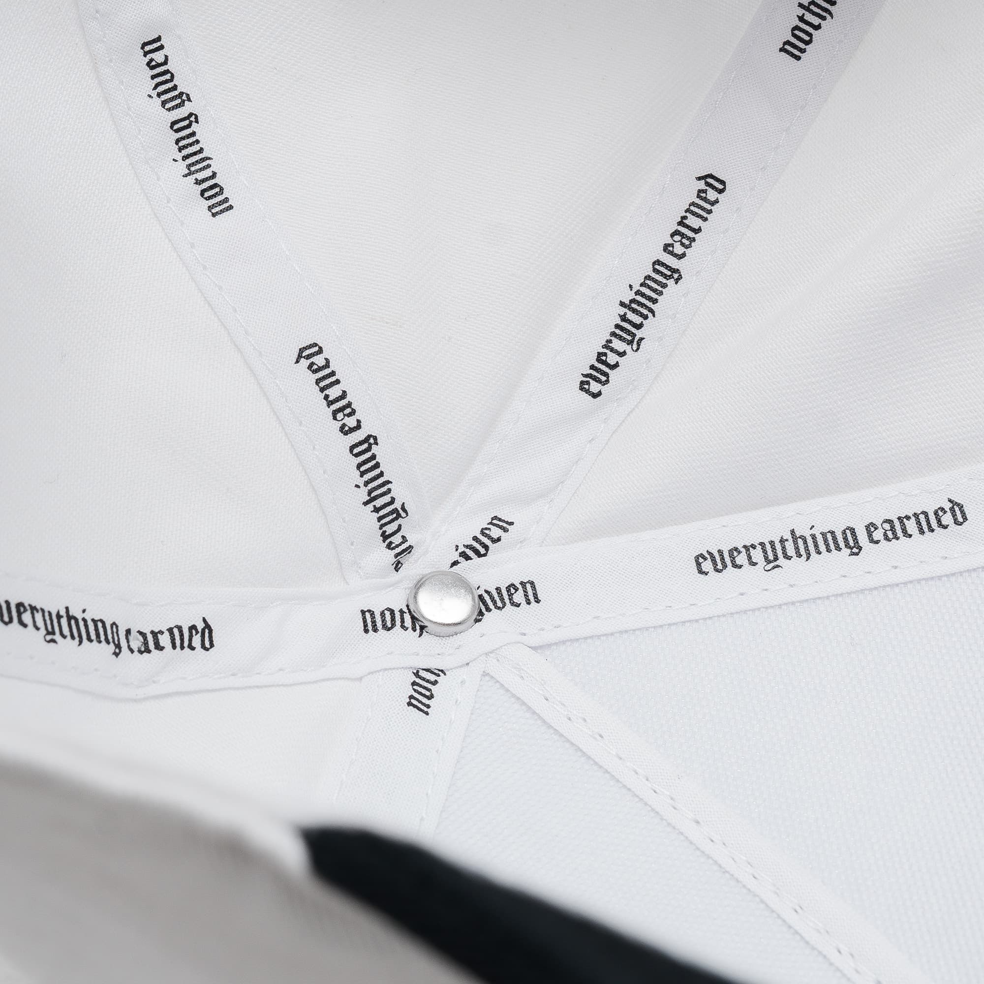 Reapers 5-Panel Cotton Hat - White/Black detail shot of inside of hat