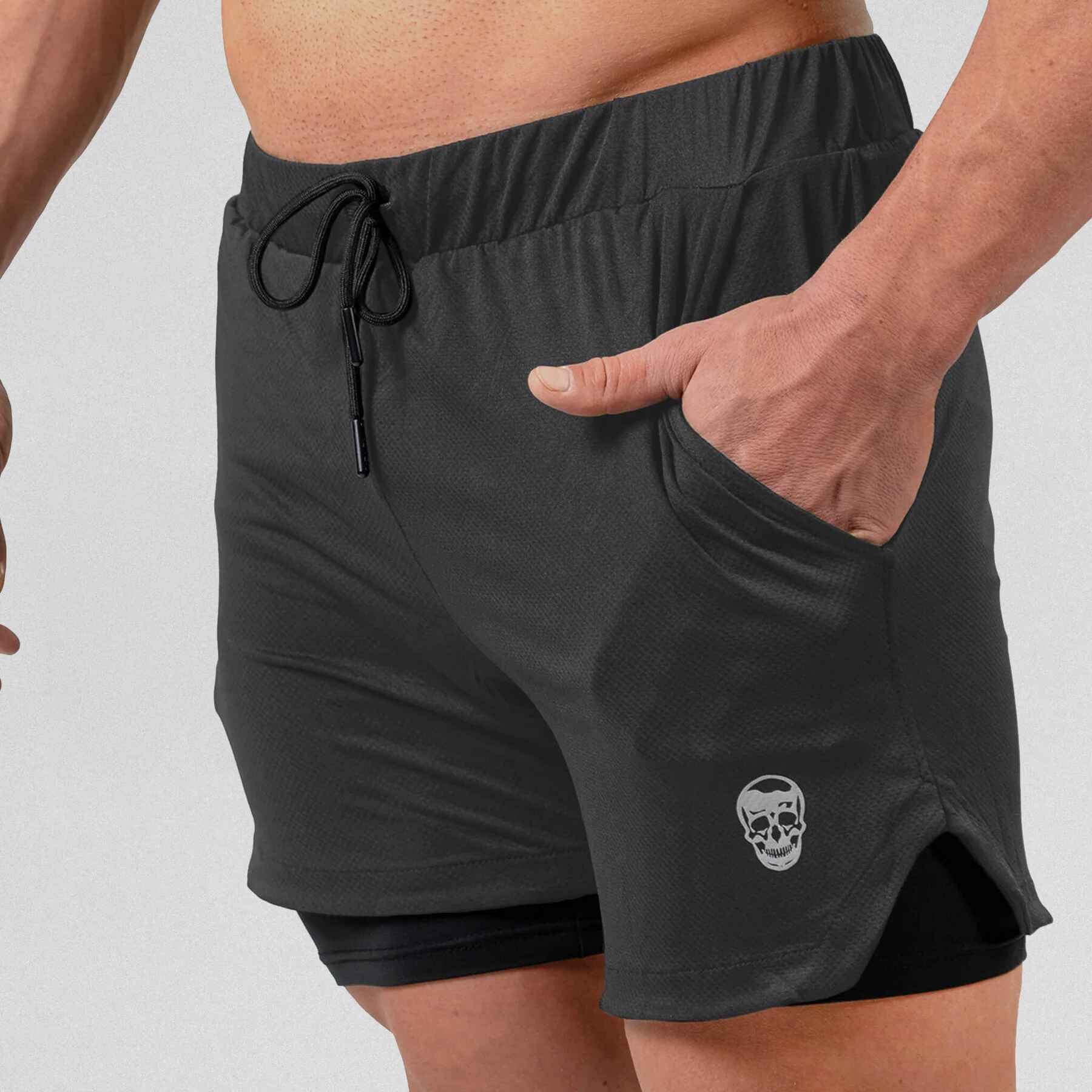 Gymreapers React training shorts on athlete zoomed in to pocket side.