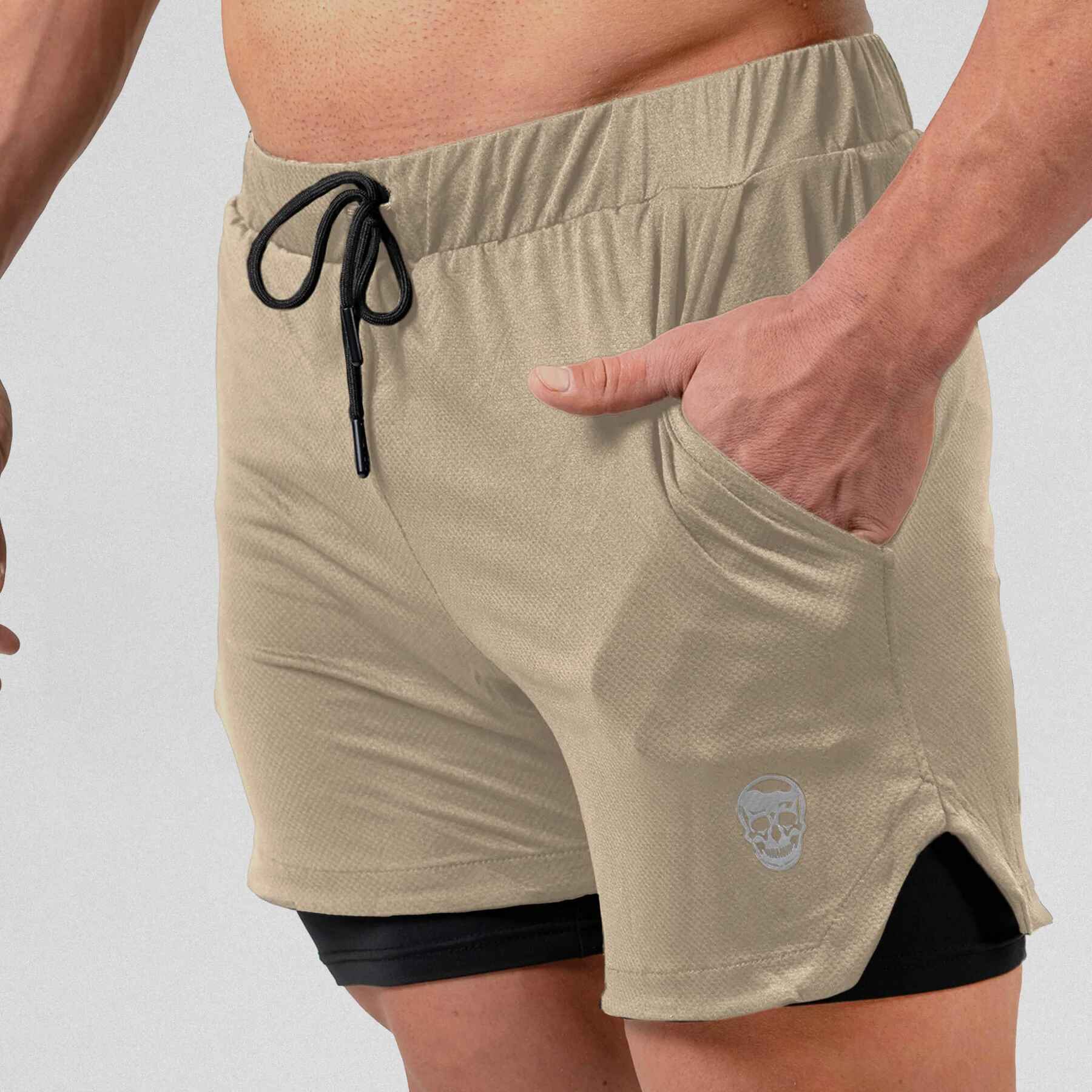 Gymreapers React training shorts on athlete zoomed in to pocket side.