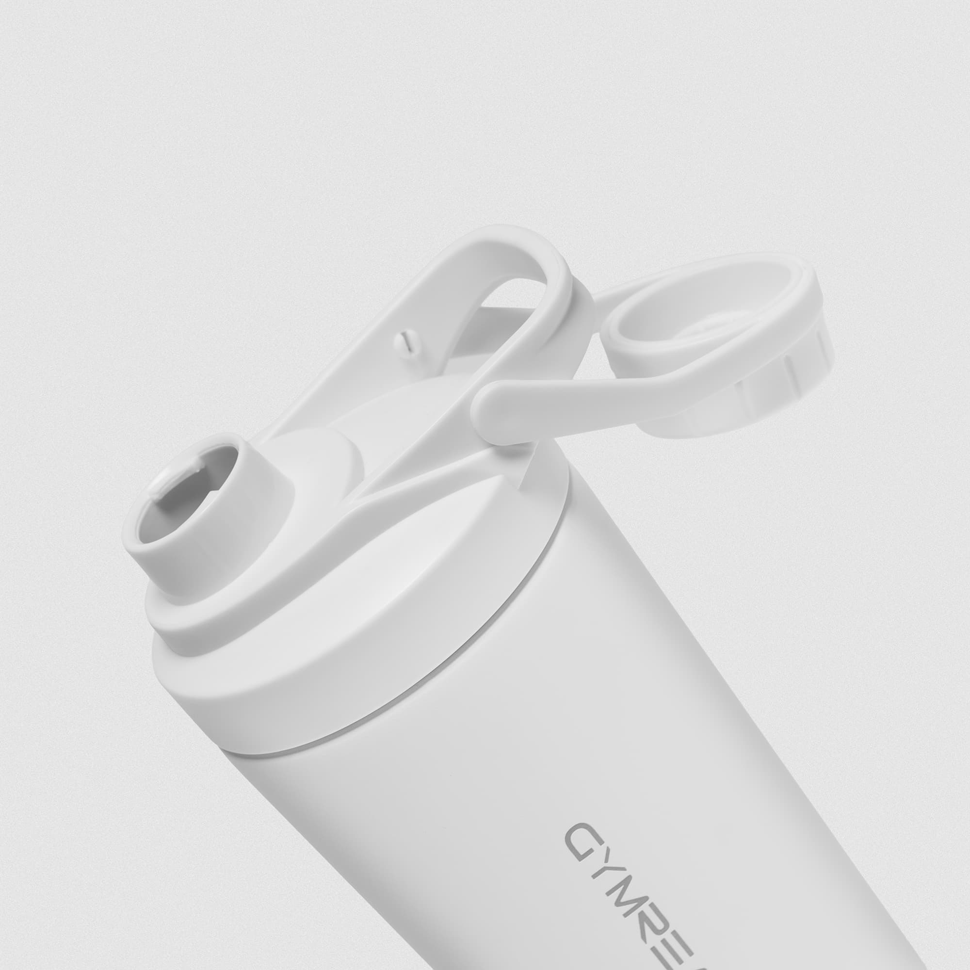 White Stainless Steel Shaker studio shot showcasing bottle lid and flip spout
