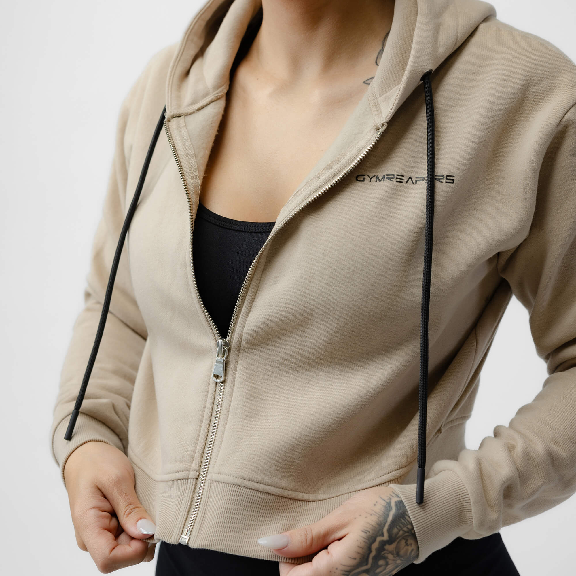 Khaki shop crop hoodie