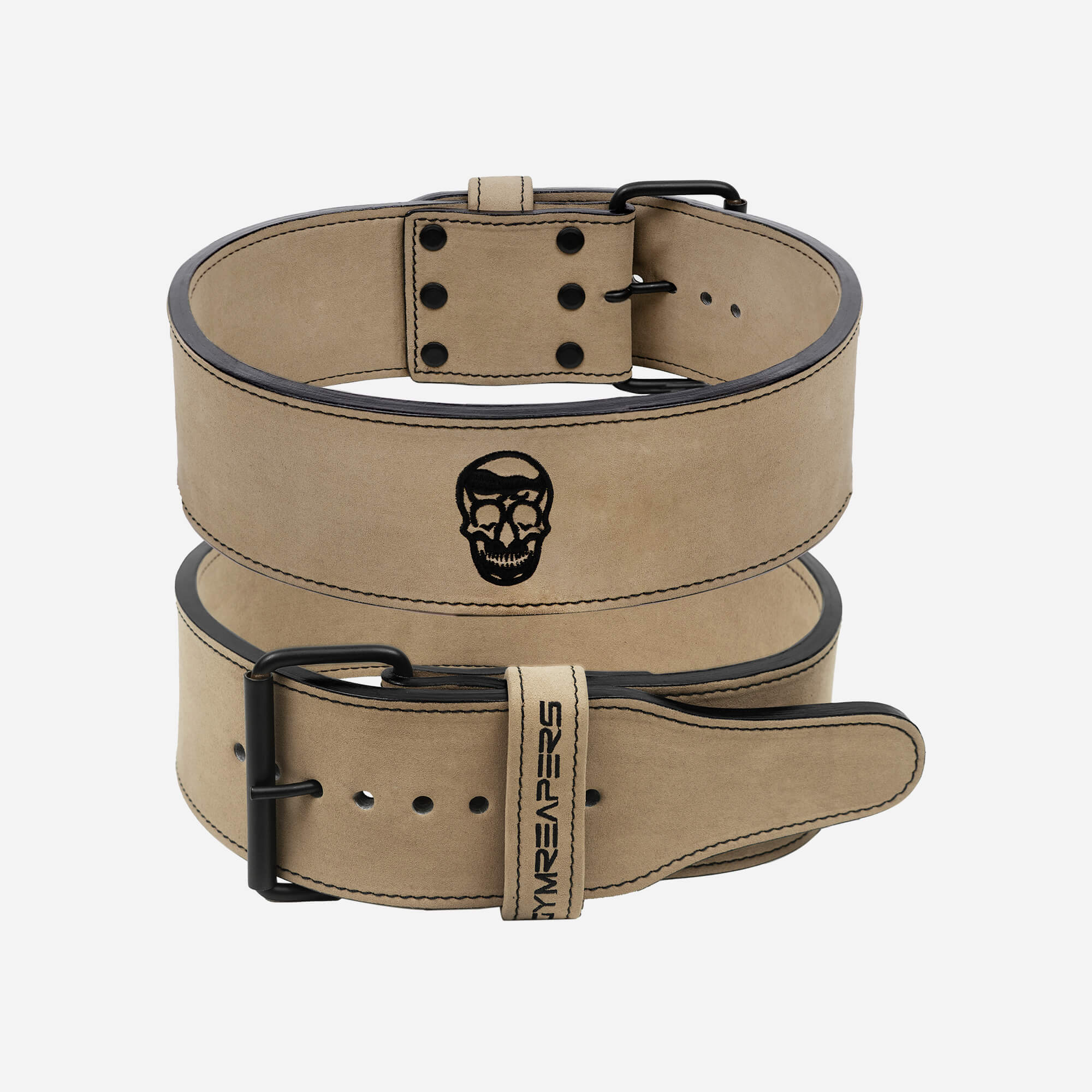 10mm single prong belt tan stacked