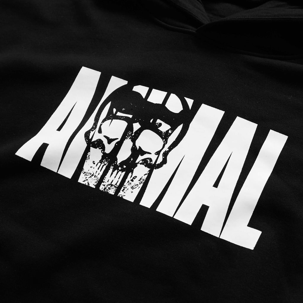 animal hoodie logo close up