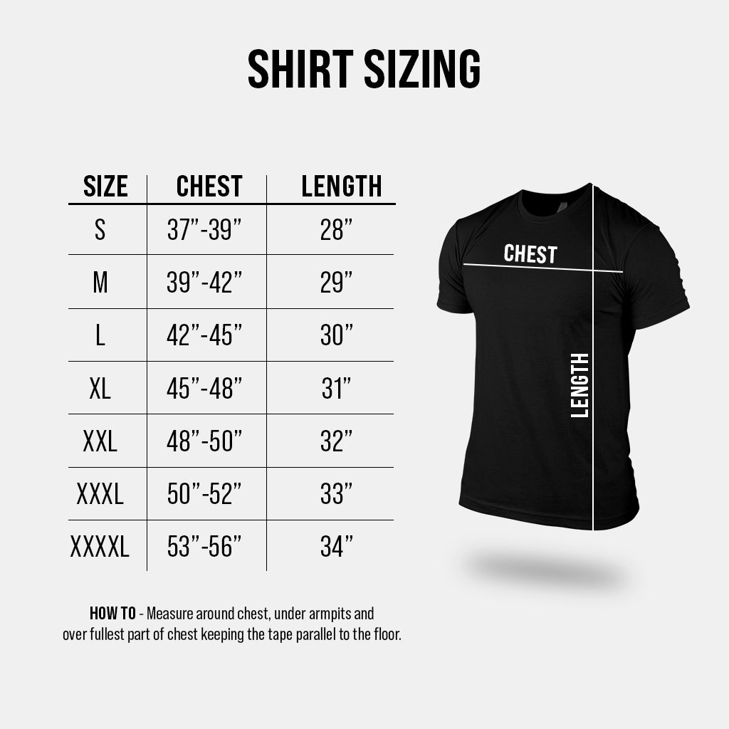 gr basic tees size chart