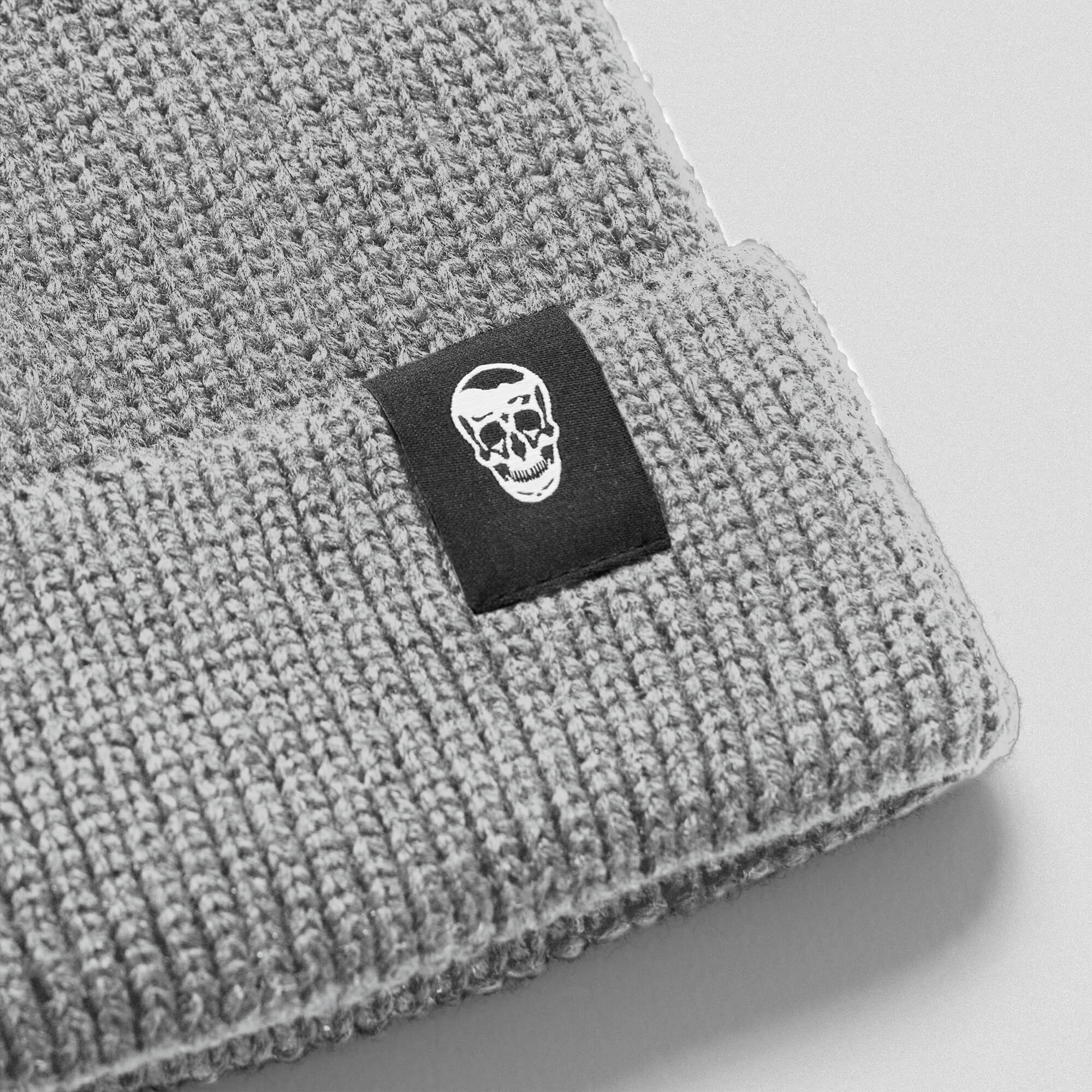 gray beanie close up