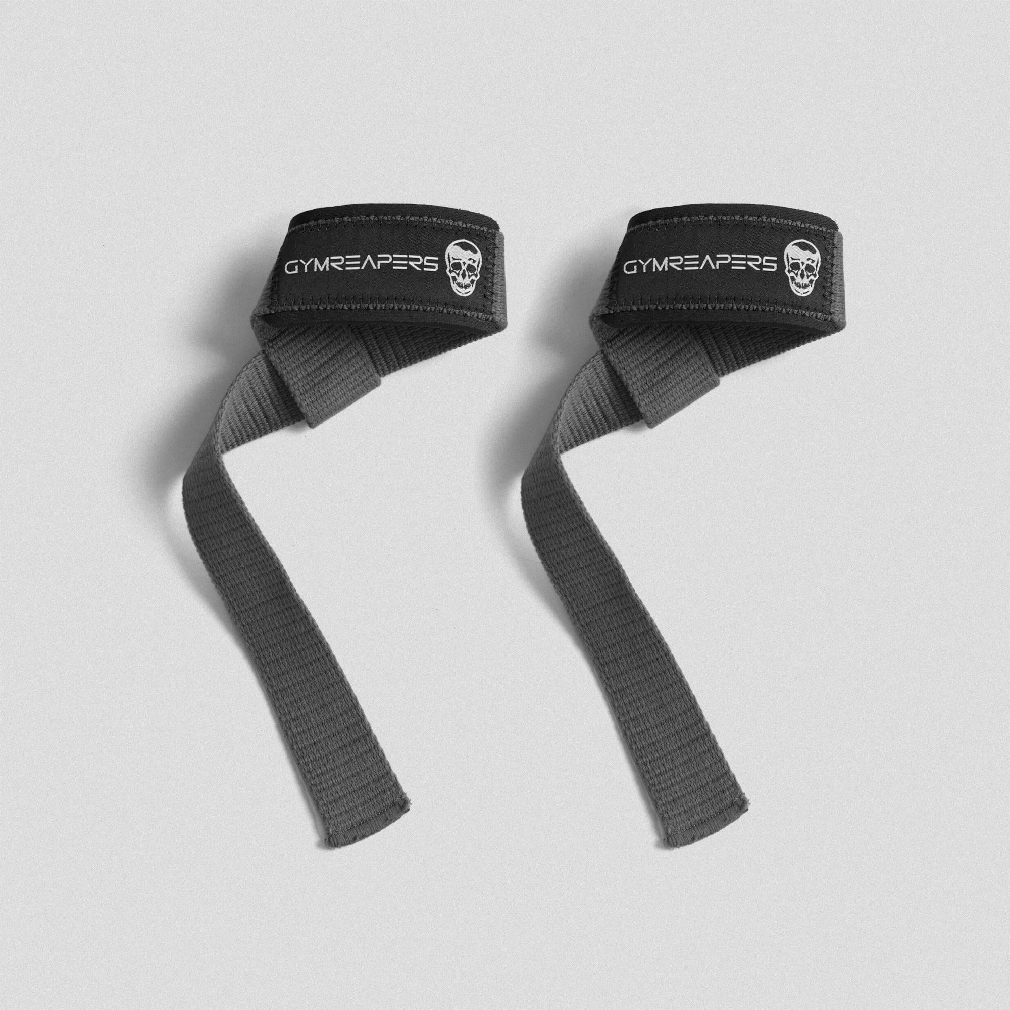 Gymreapers Premium Padded Lifting Straps in the gray colorway detail image