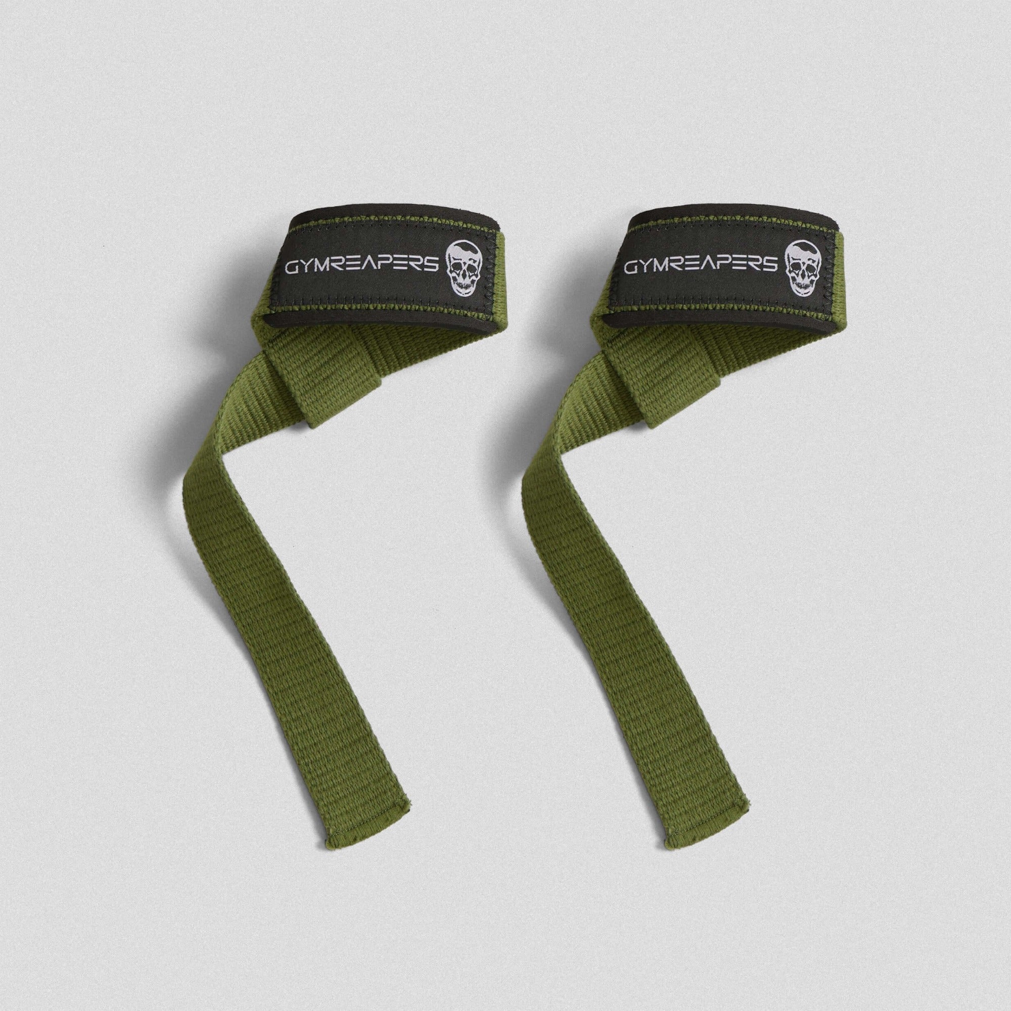 Premium padded Gymreapers lifting straps green colorway detail shot.