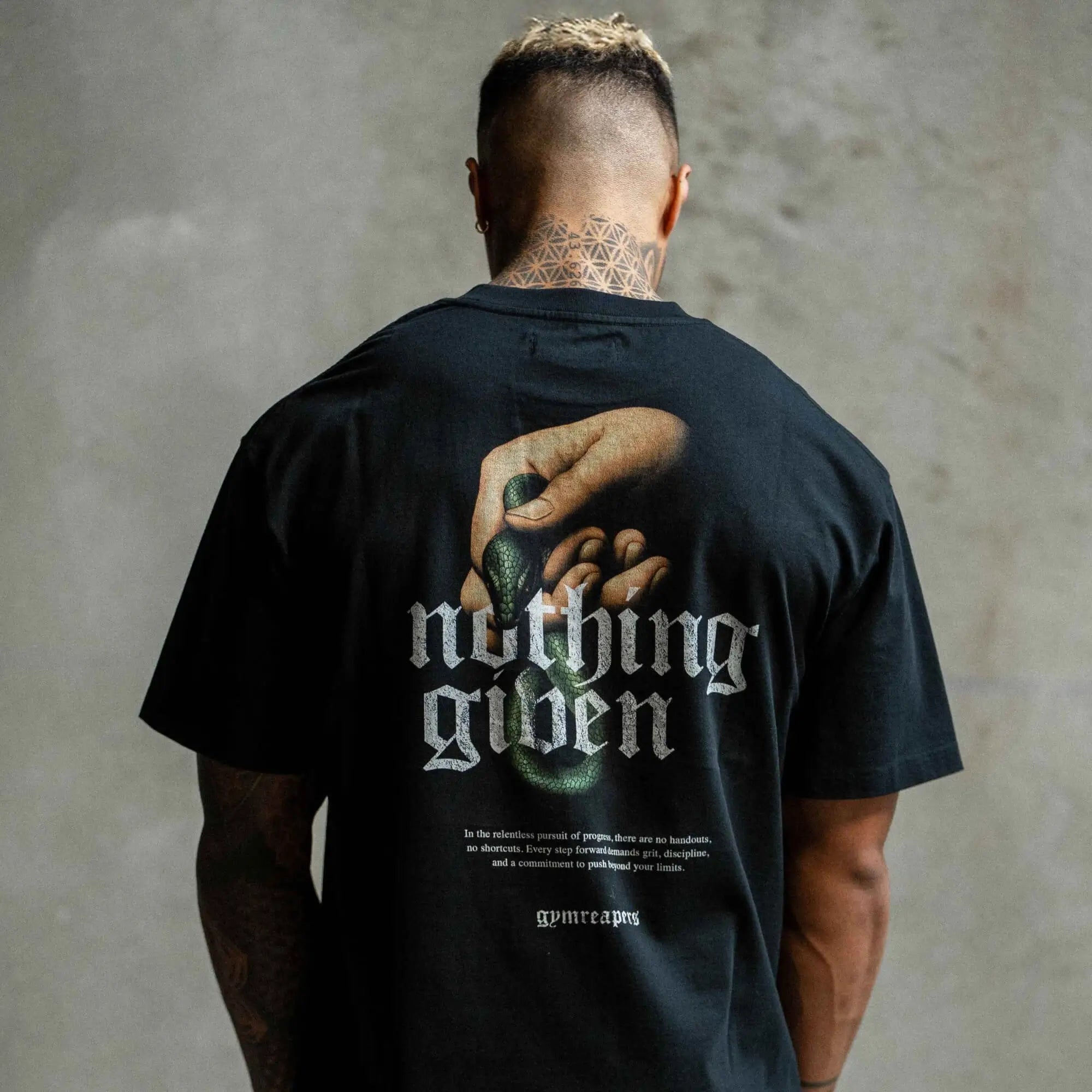 nothing given tee back full view concrete background