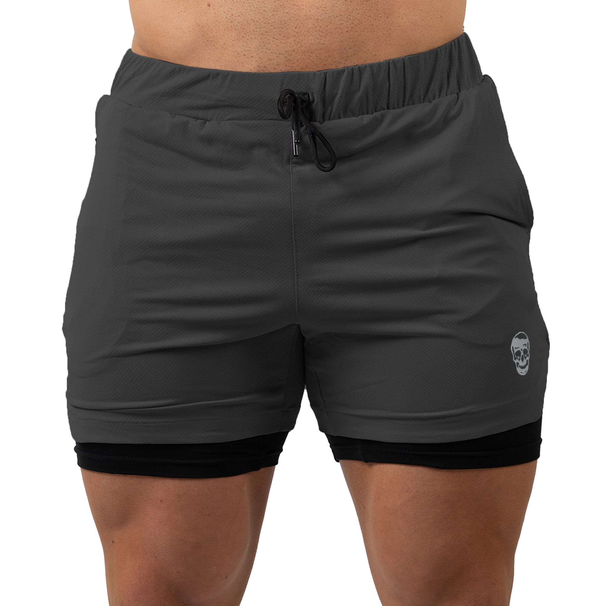 react training shorts gray front
