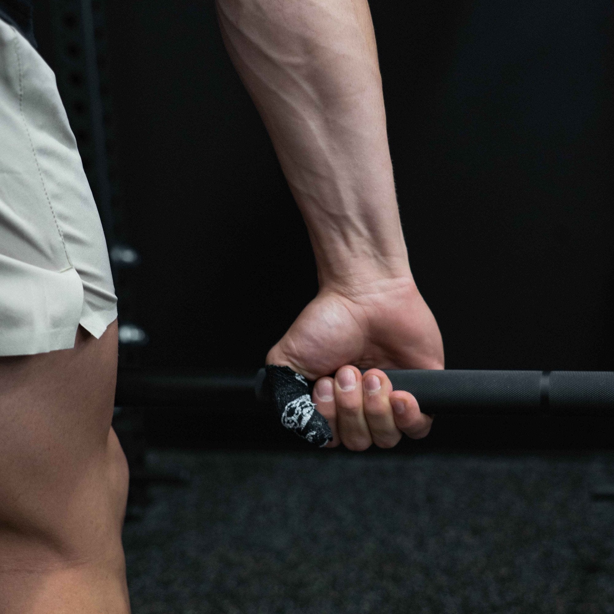 skull tape black used on barbell