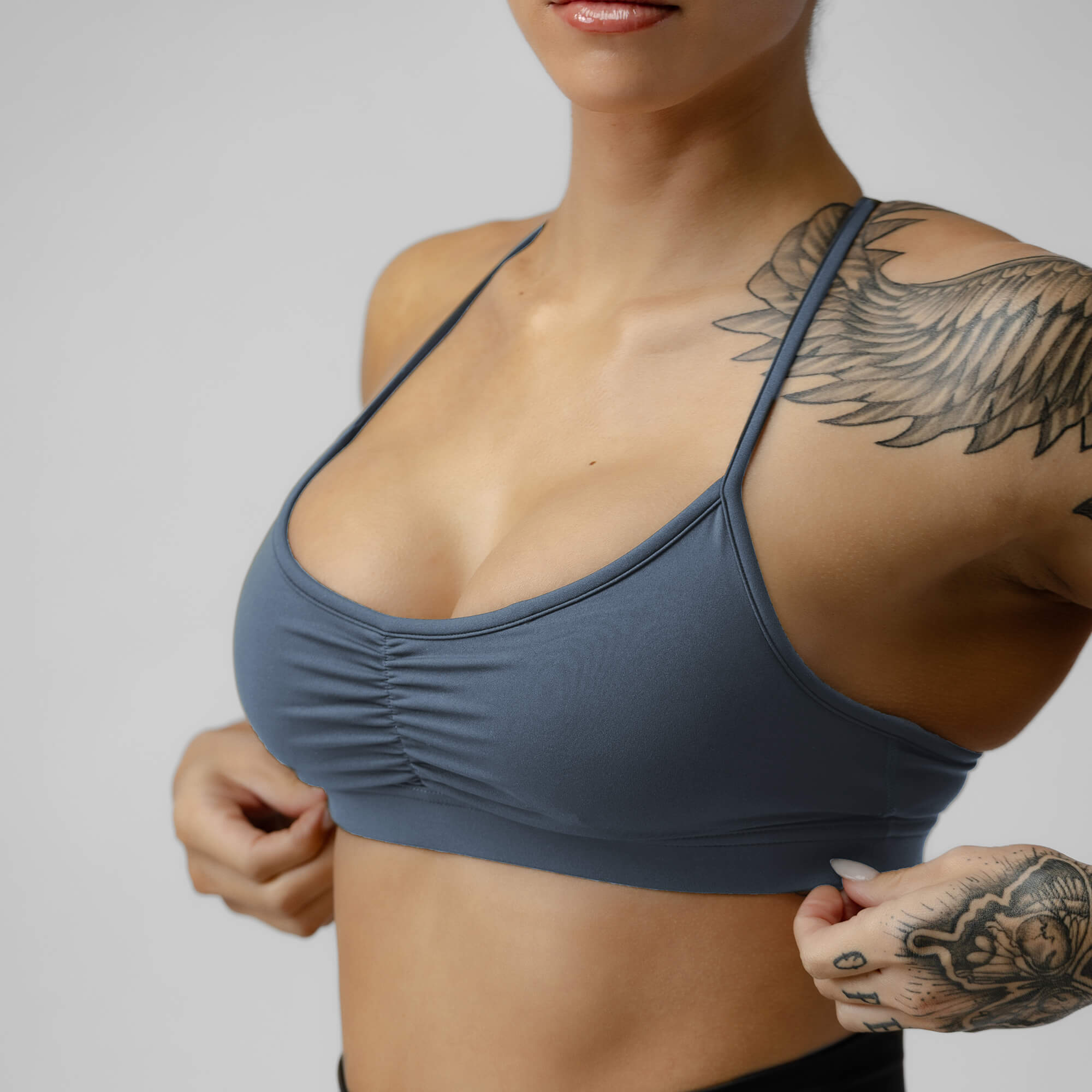 strive bra pale blue front detail