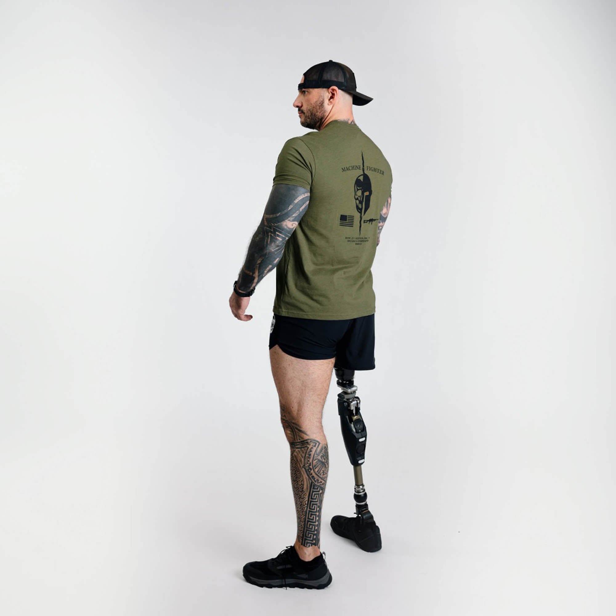 united tee military green back side angle