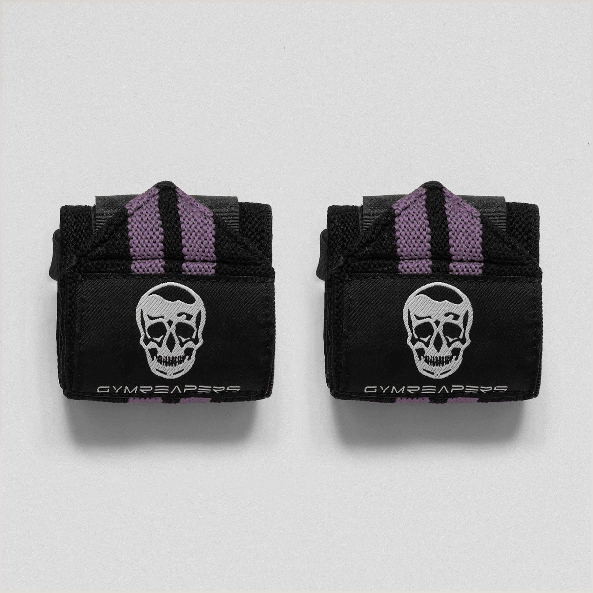 Image of lilac wrist wraps on studio gray background.