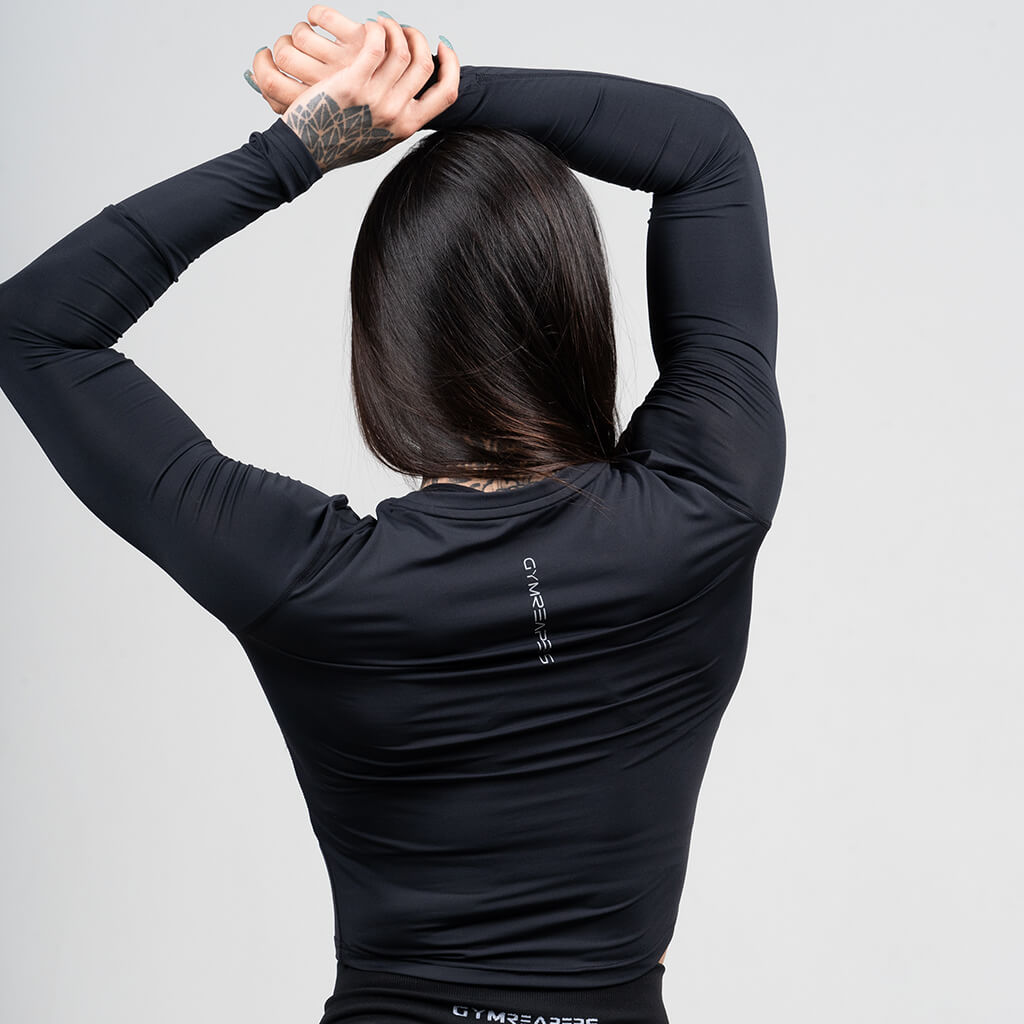 Womens Black Seamless Performance Long Sleeve Top